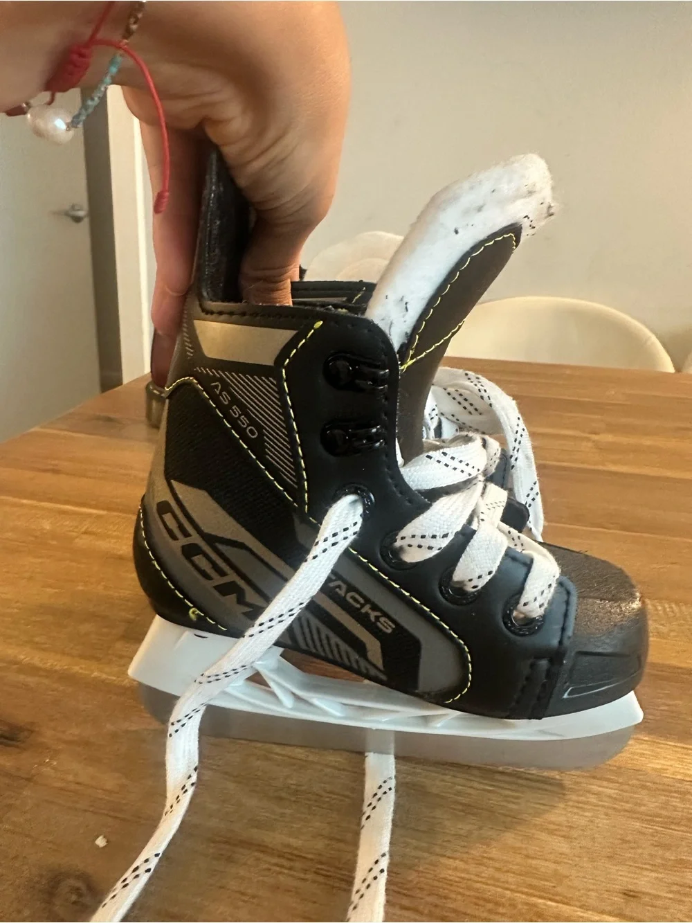 CCM Kids Black and White Ice Hockey Skates